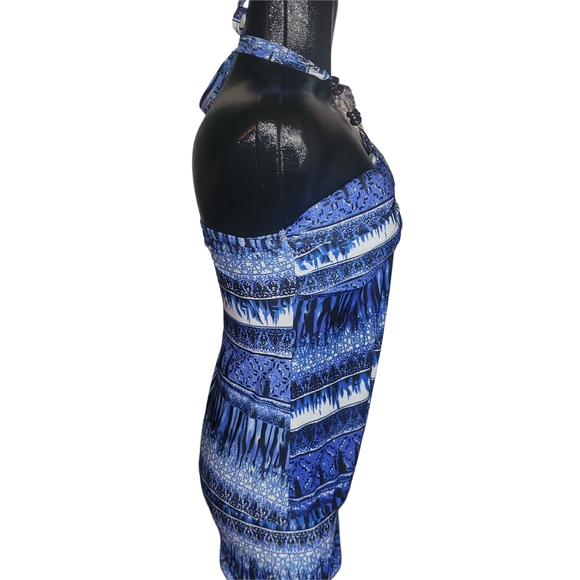 Blue And White Patterned Halter Top L - Picture 3 of 6